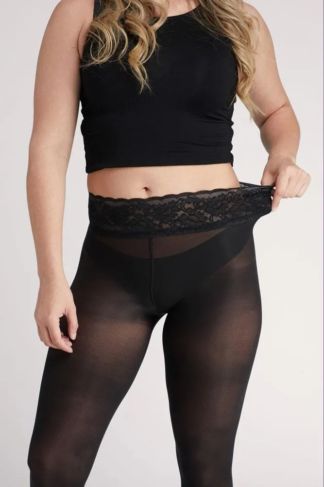 Black Semi-Opaque Tights With Comfort Waistband