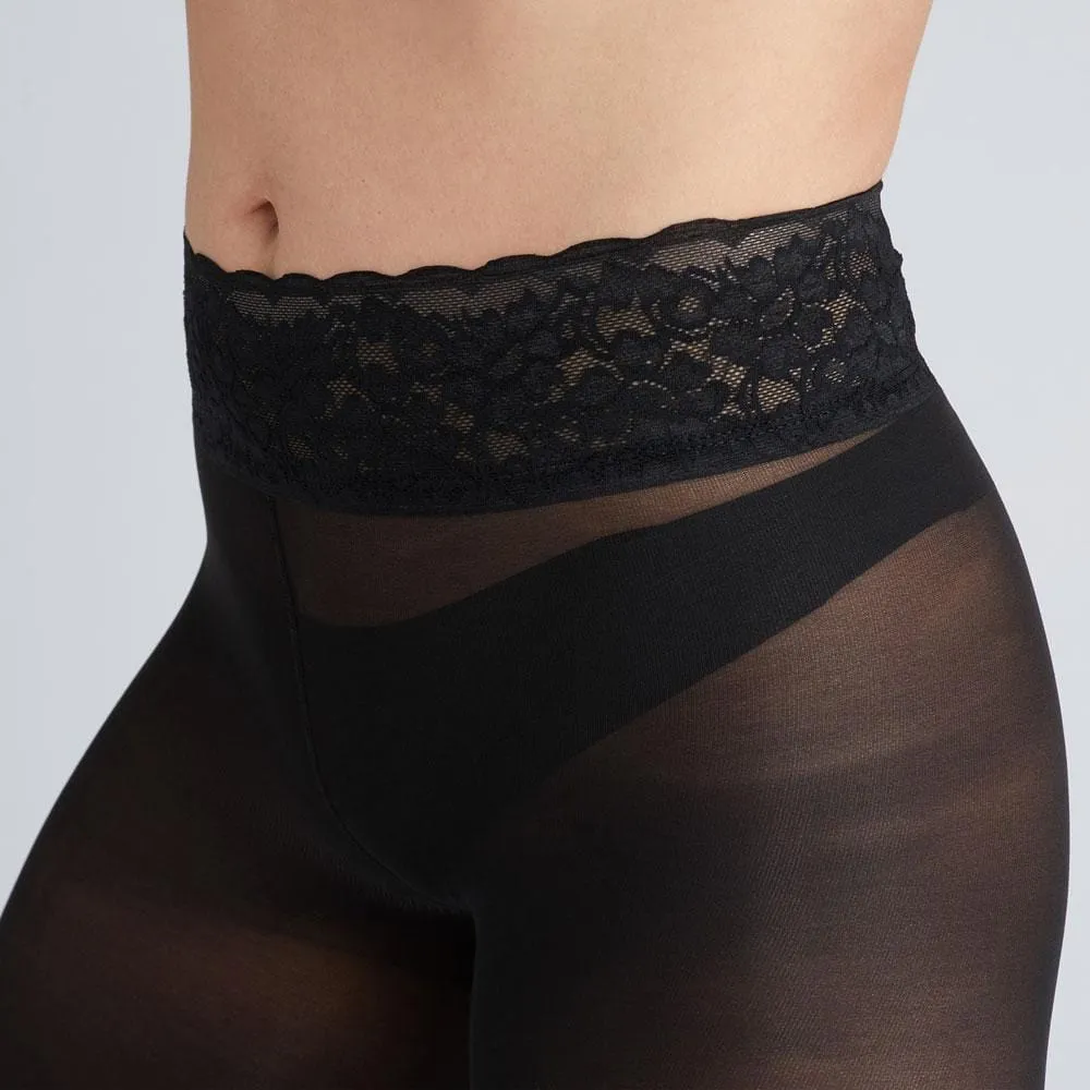 Black Semi-Opaque Tights With Comfort Waistband