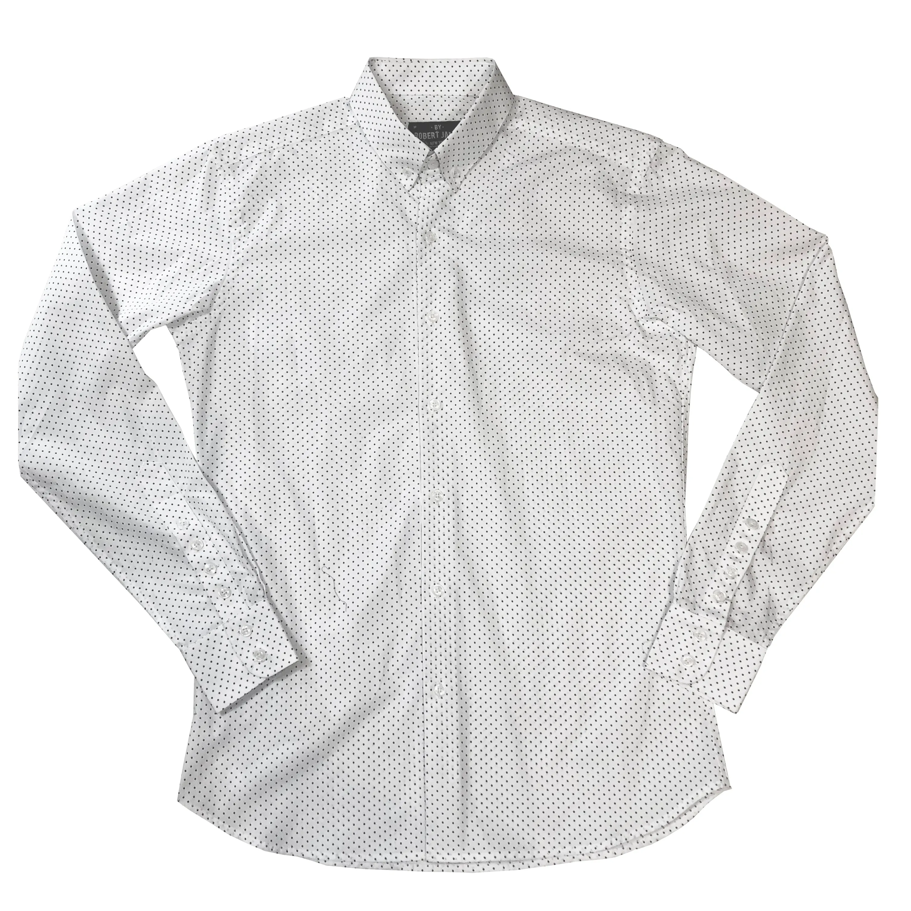 Bond - MOD BUTTON DOWN COTTON WHITE POLKA DOT SHIRT - IN STOCK - XL