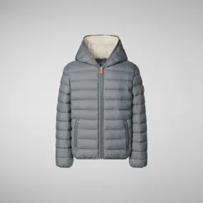 Boys' animal free Puffer jacket with teddy lining Finnegan in mid grey