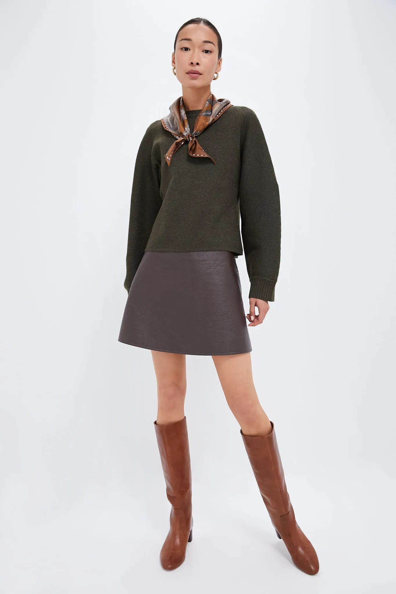 Brown Leather Meg Mini Skirt