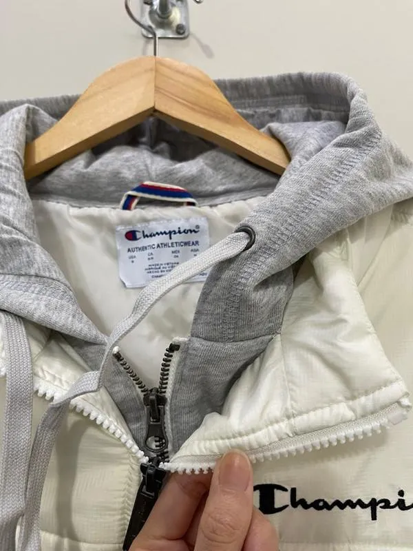 Champion Stadium Puffer Jacket Withe Hood Chalk White J4381 549707 1QF