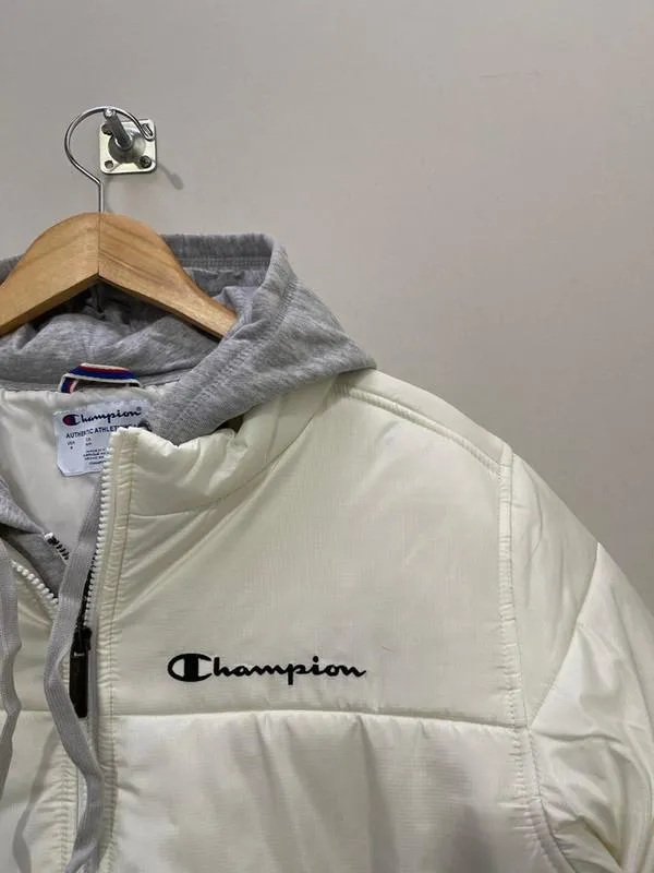 Champion Stadium Puffer Jacket Withe Hood Chalk White J4381 549707 1QF