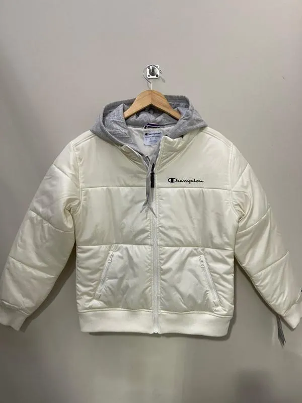 Champion Stadium Puffer Jacket Withe Hood Chalk White J4381 549707 1QF