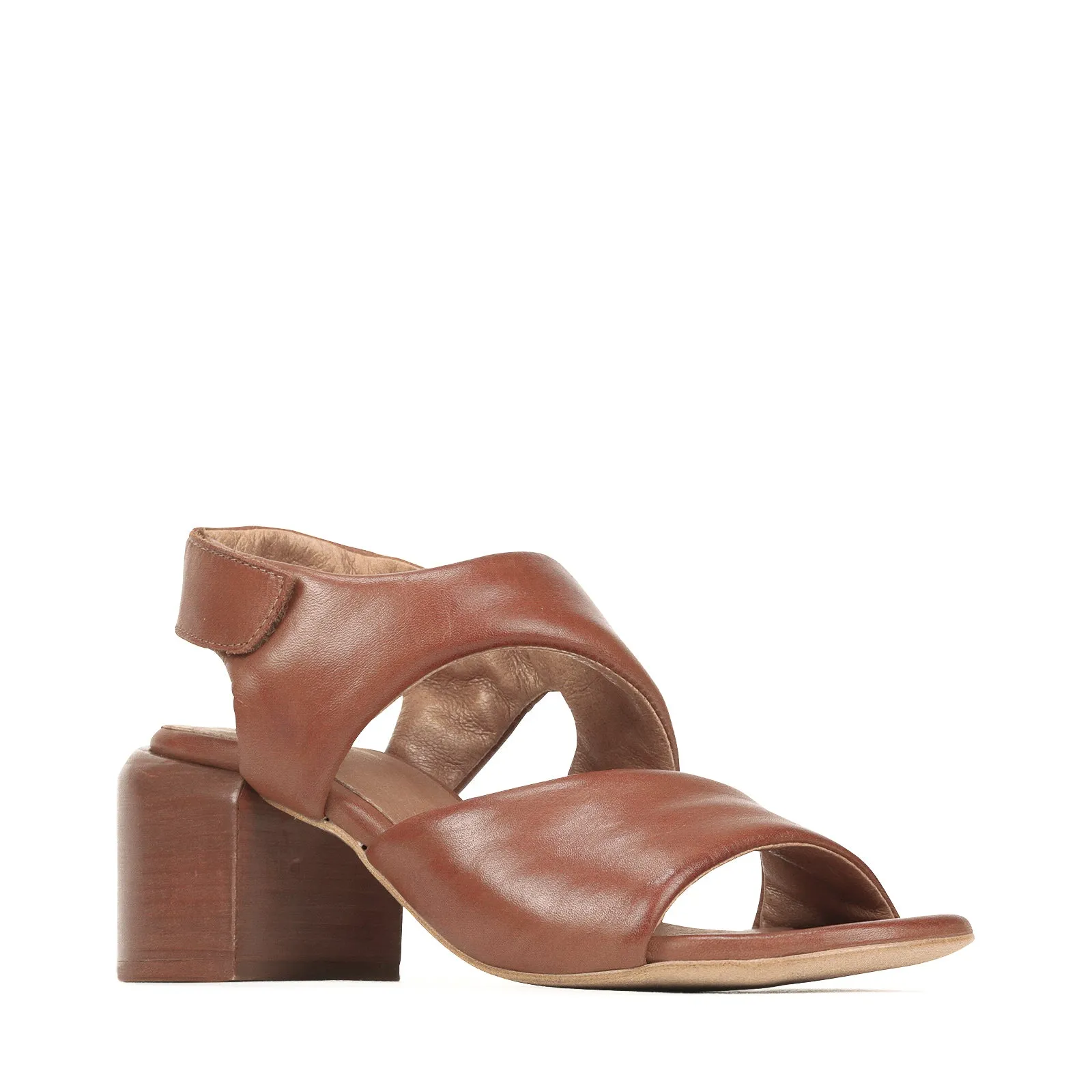 CHARBEL LEATHER BLOCK HEEL SANDALS