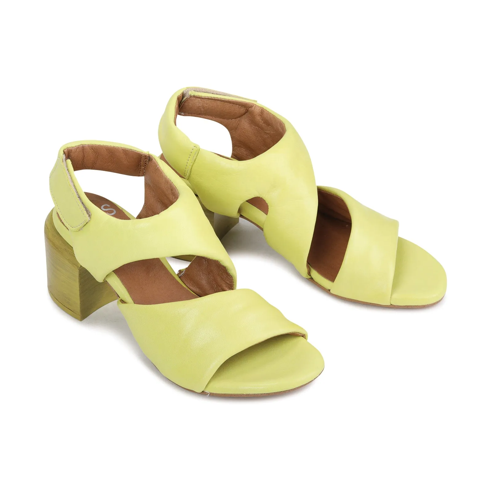 CHARBEL LEATHER BLOCK HEEL SANDALS