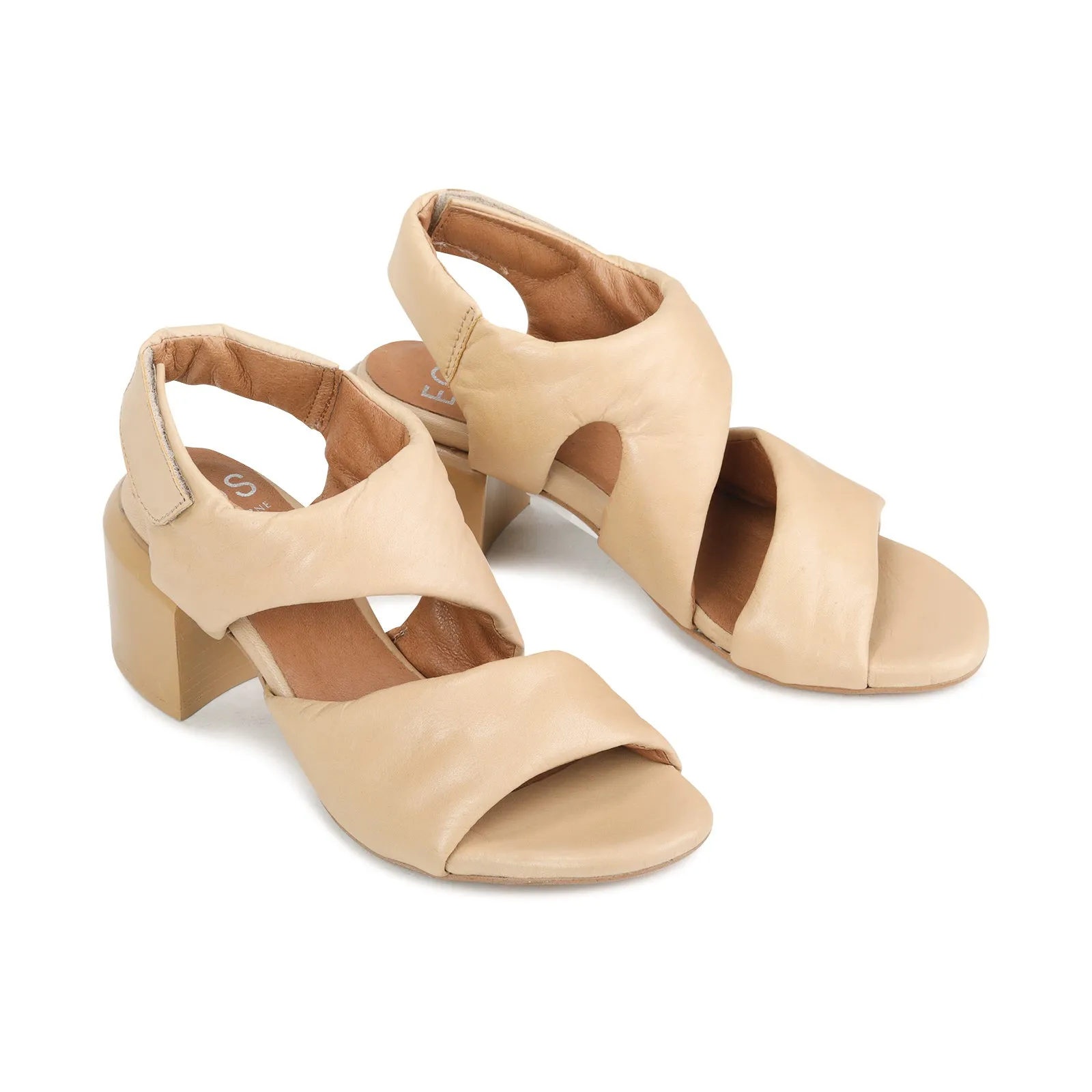 CHARBEL LEATHER BLOCK HEEL SANDALS