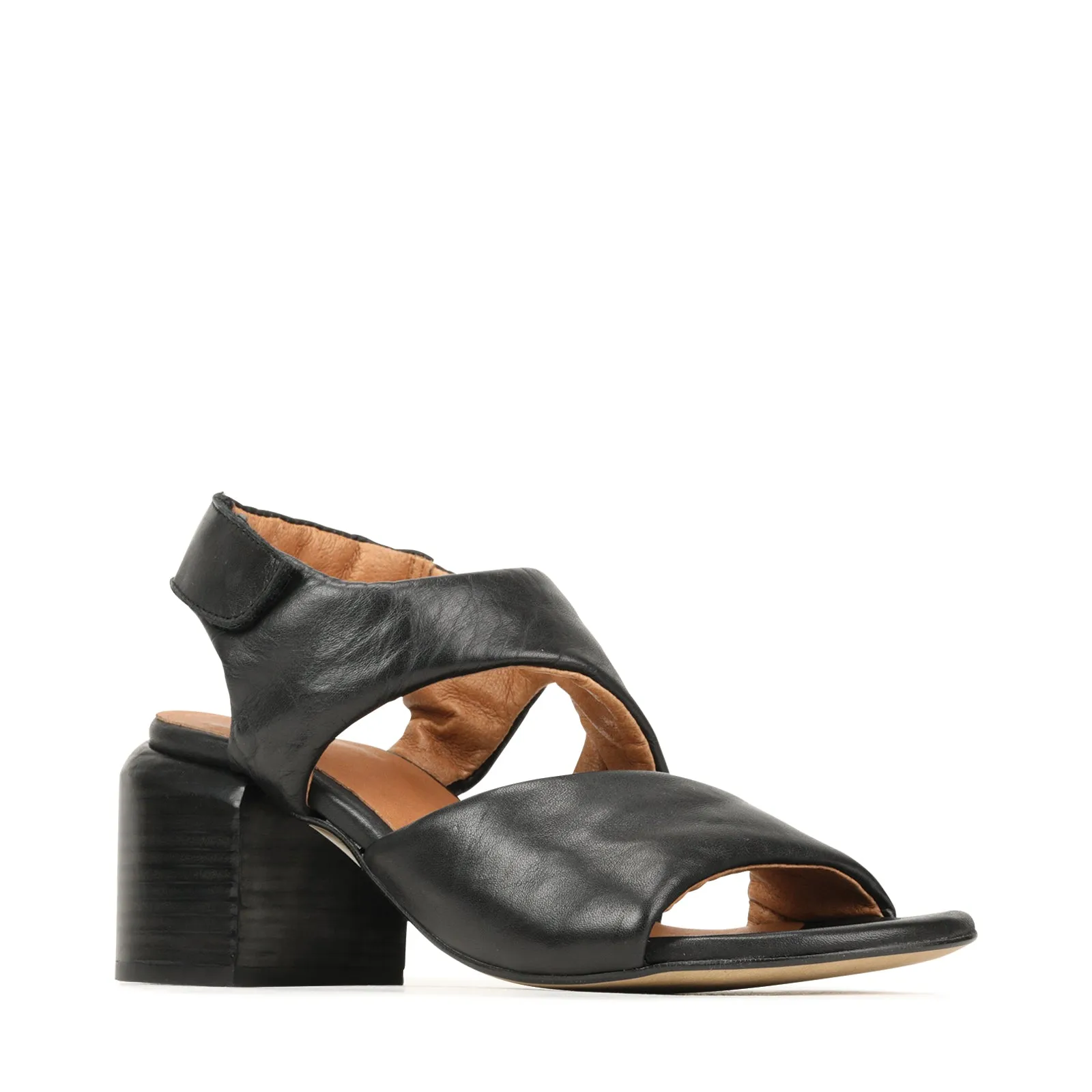 CHARBEL LEATHER BLOCK HEEL SANDALS