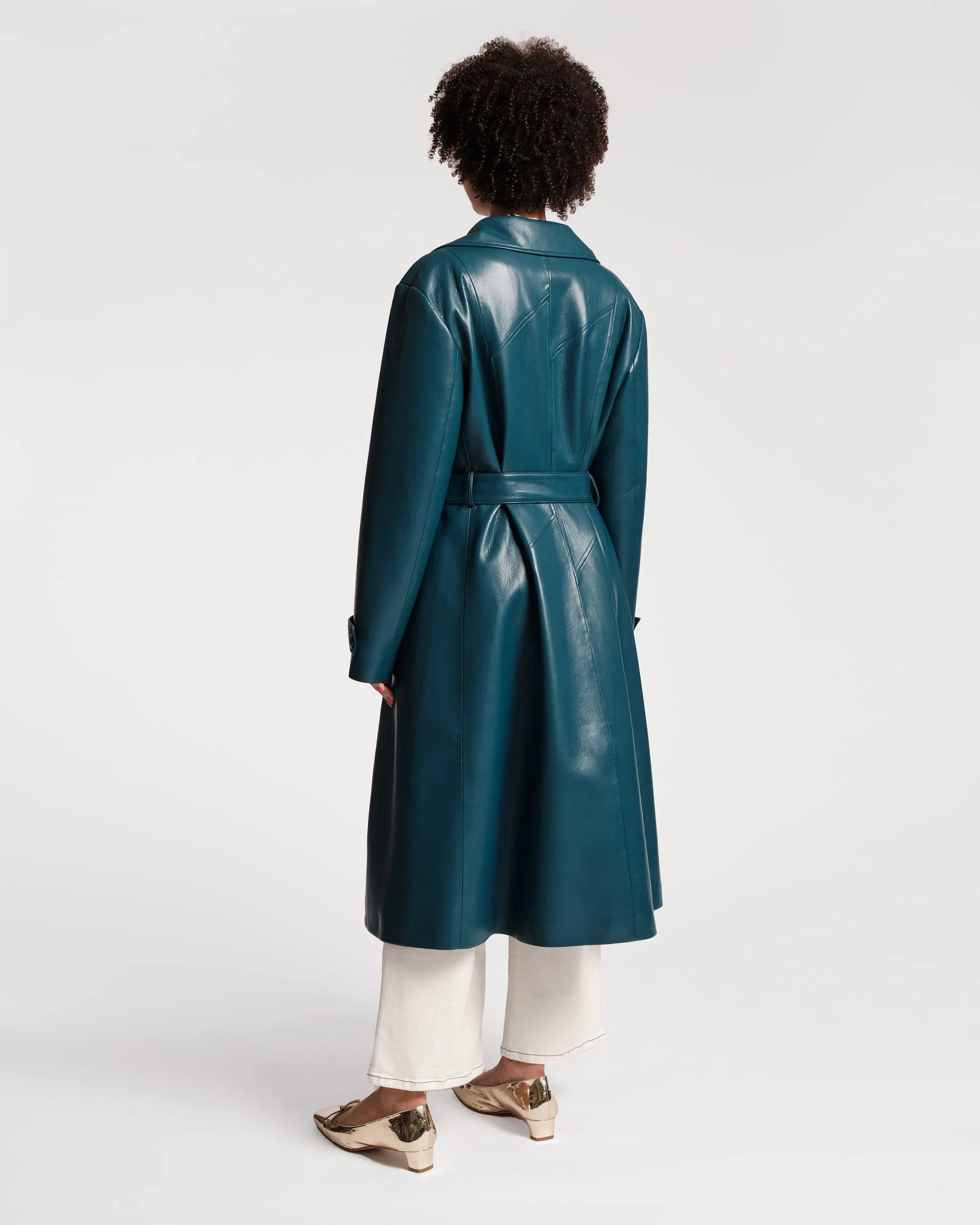 Chelsea Faux Leather Trench Coat