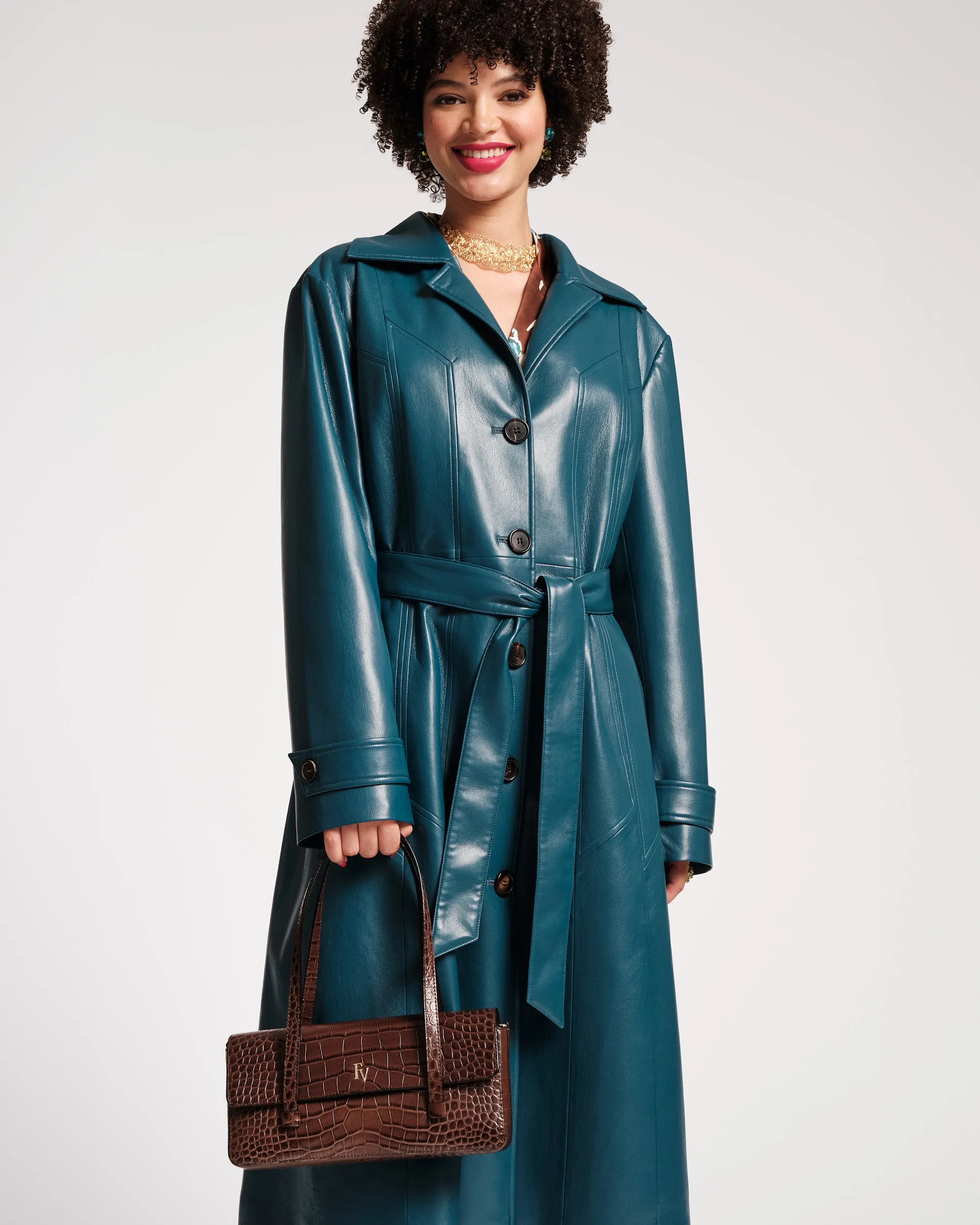 Chelsea Faux Leather Trench Coat