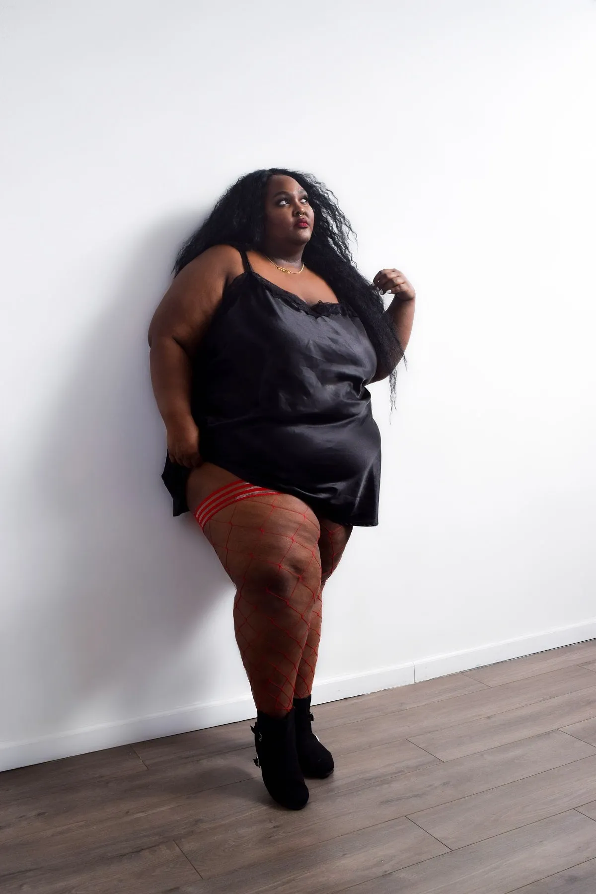 Claudia: Red Net...You Bet! Petite to Plus Size Thigh Highs