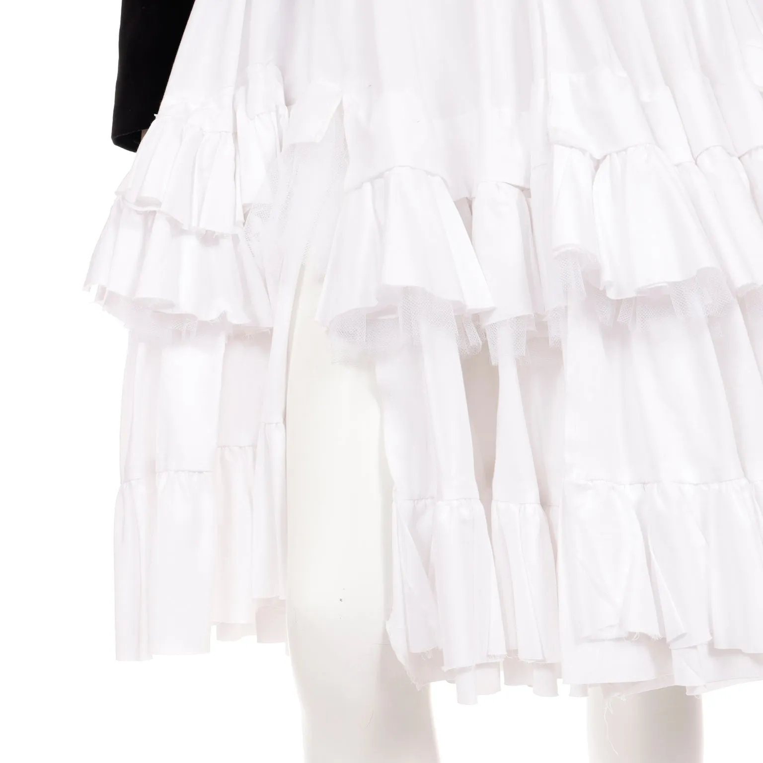 Comme des Garcons Black Velvet White Cotton Ruffle Peek a Boo Tulle Dress