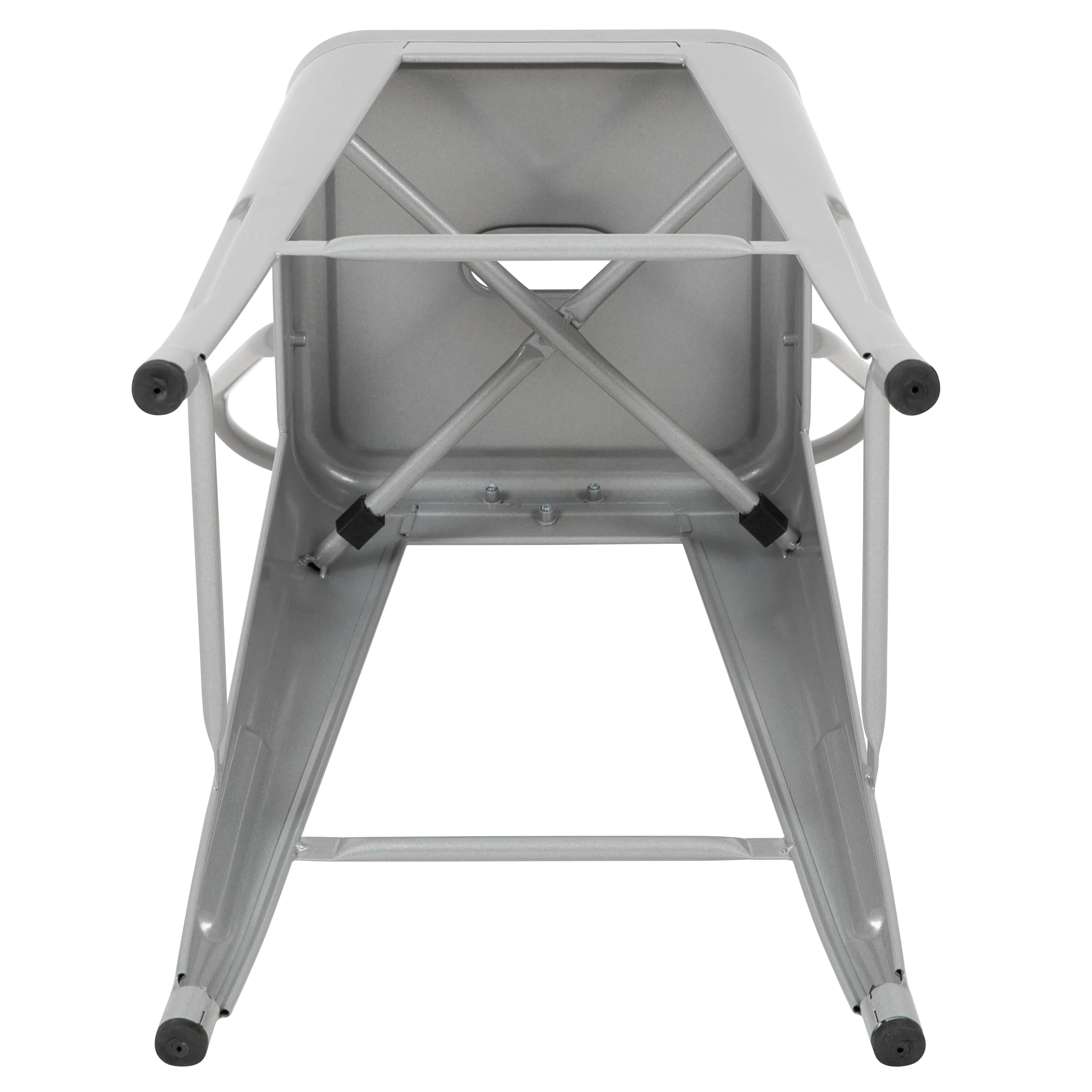 Commercial Grade 24" High Metal Indoor-Outdoor Counter Height Stool with Back