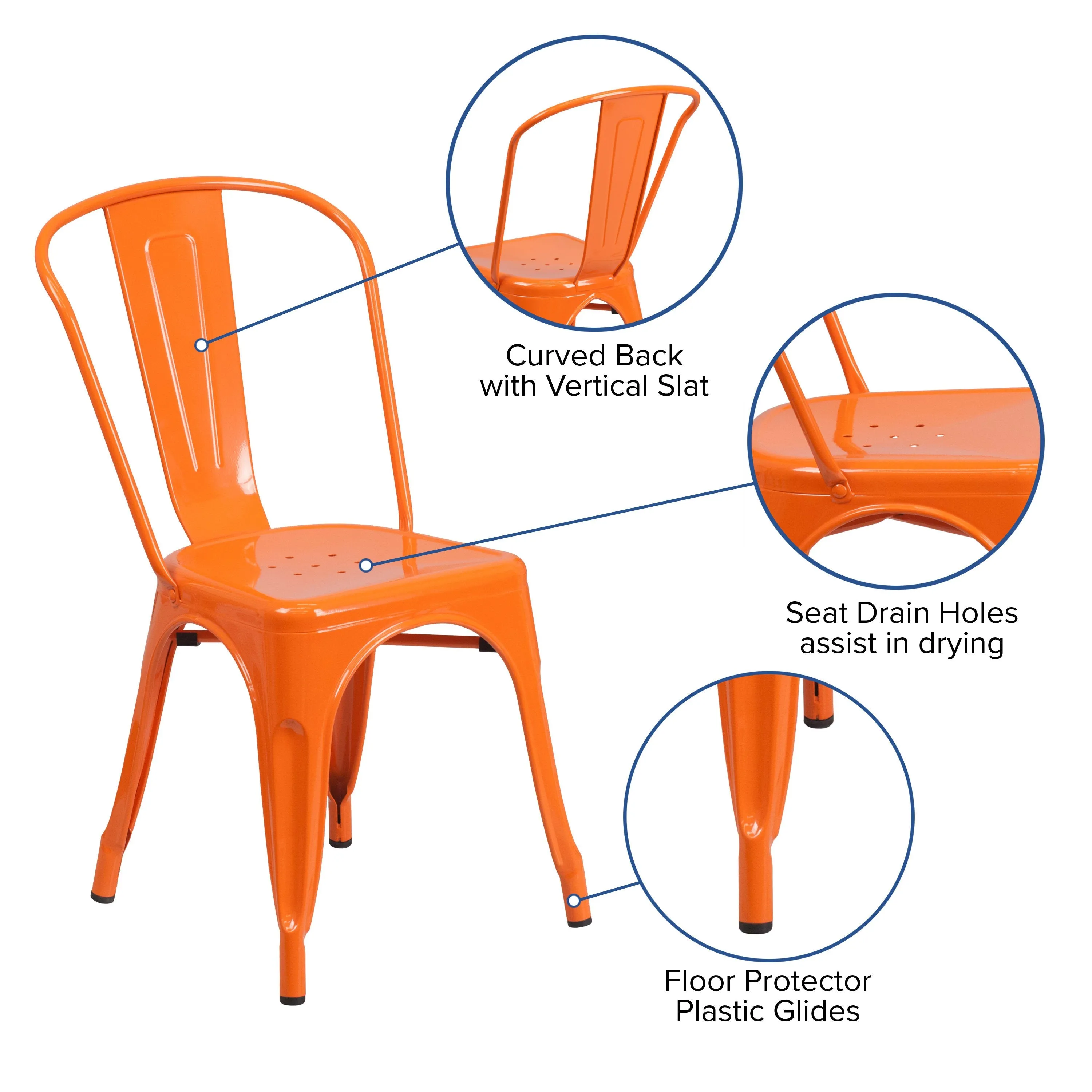 Commercial Grade Metal Indoor-Outdoor Stackable Chair