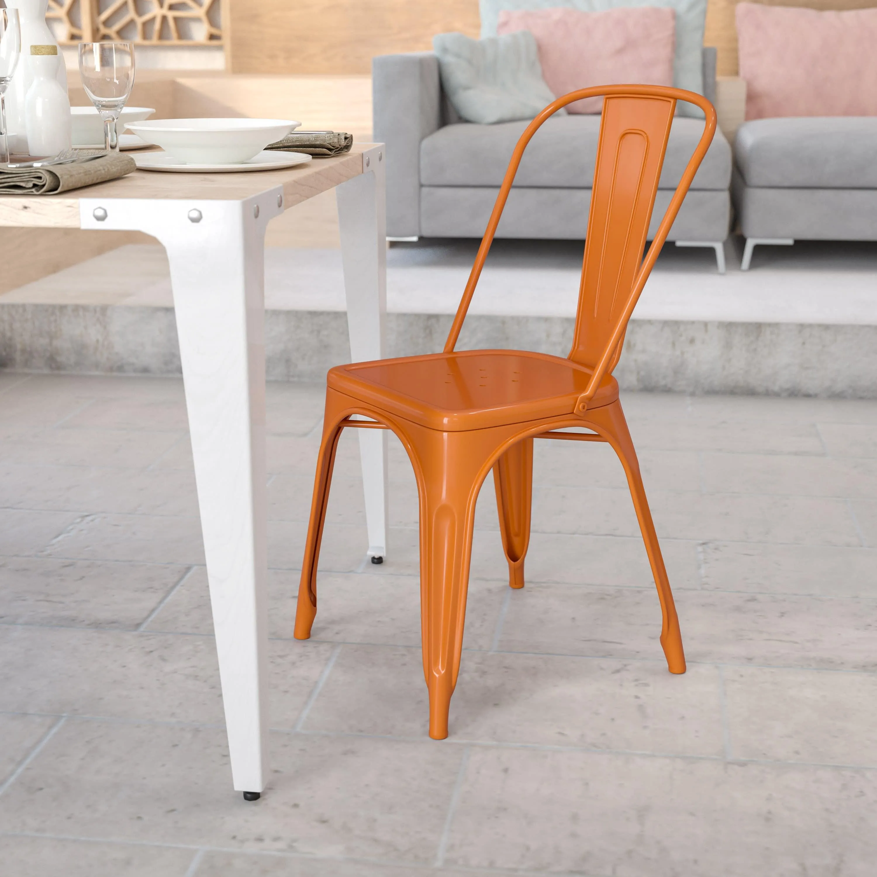 Commercial Grade Metal Indoor-Outdoor Stackable Chair