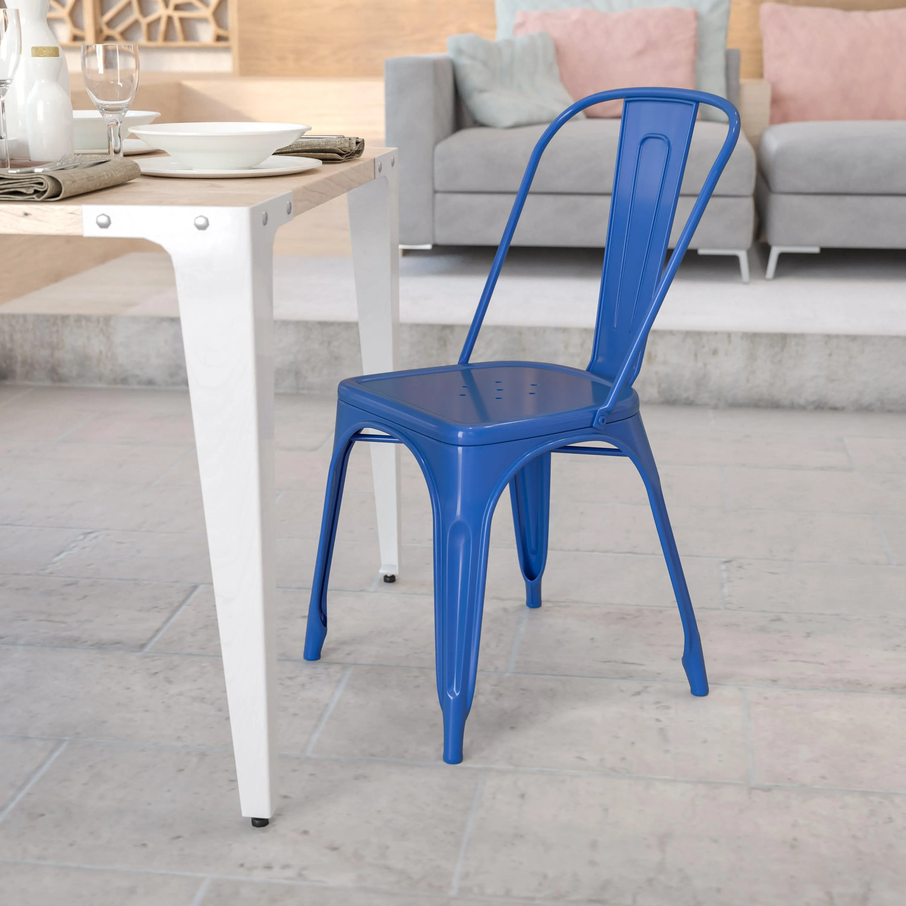 Commercial Grade Metal Indoor-Outdoor Stackable Chair