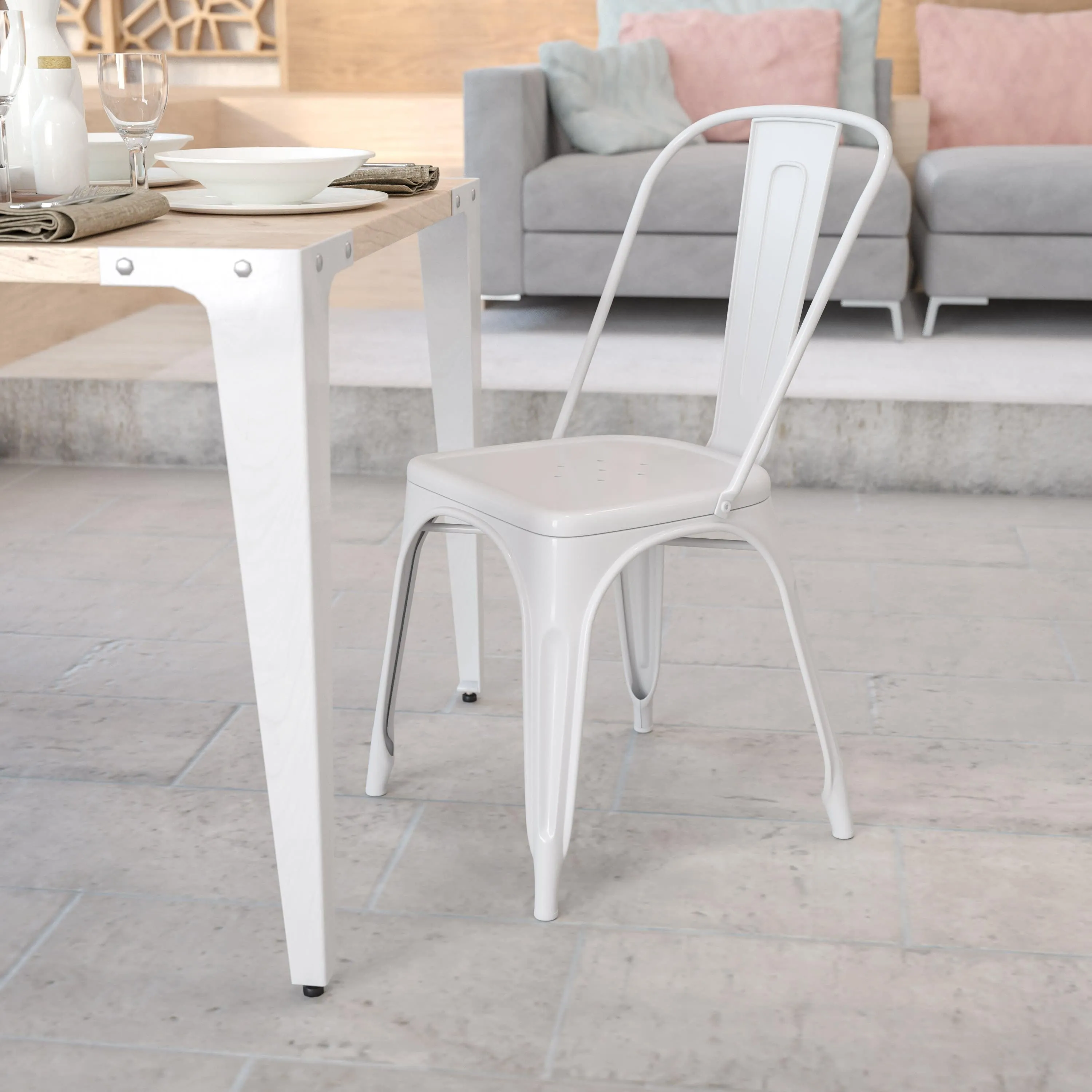 Commercial Grade Metal Indoor-Outdoor Stackable Chair