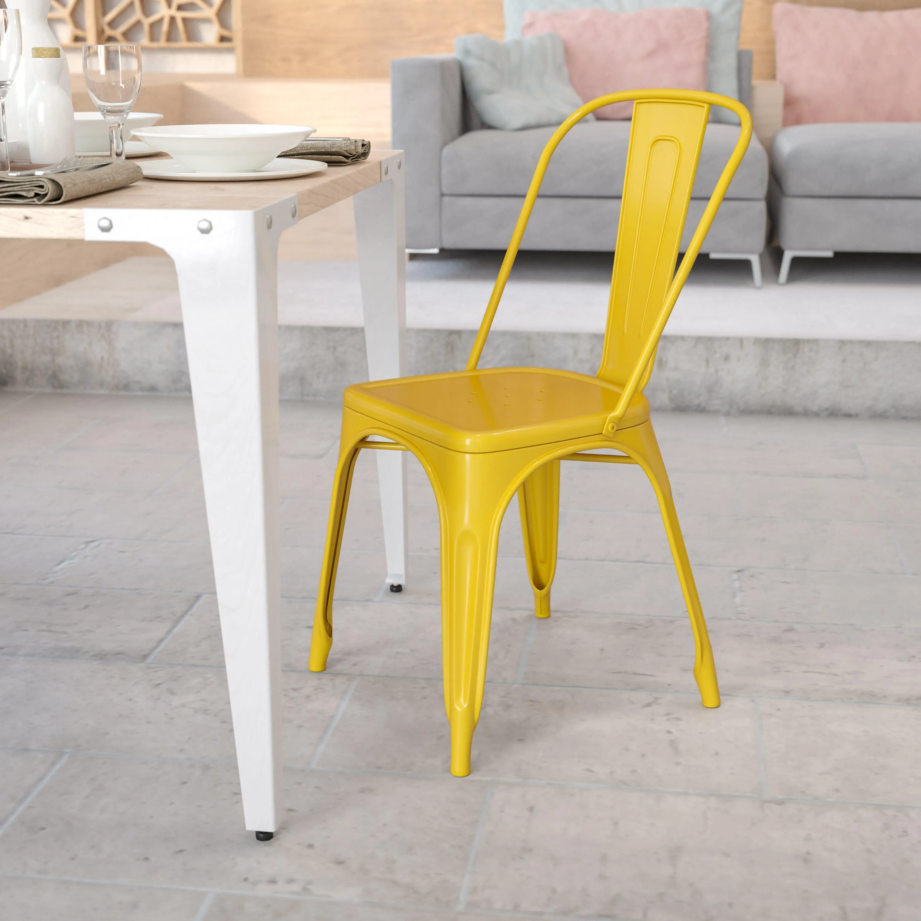 Commercial Grade Metal Indoor-Outdoor Stackable Chair