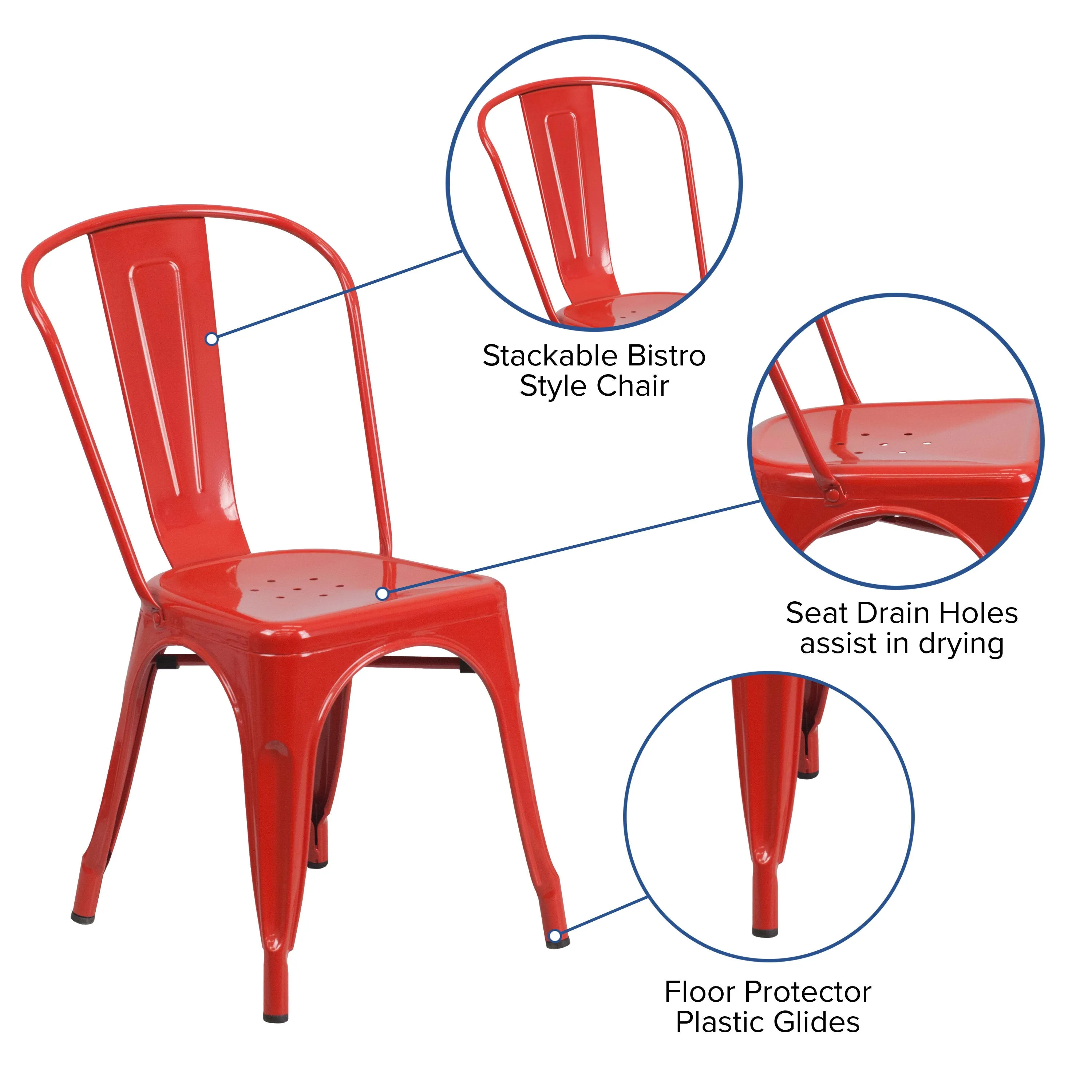 Commercial Grade Metal Indoor-Outdoor Stackable Chair