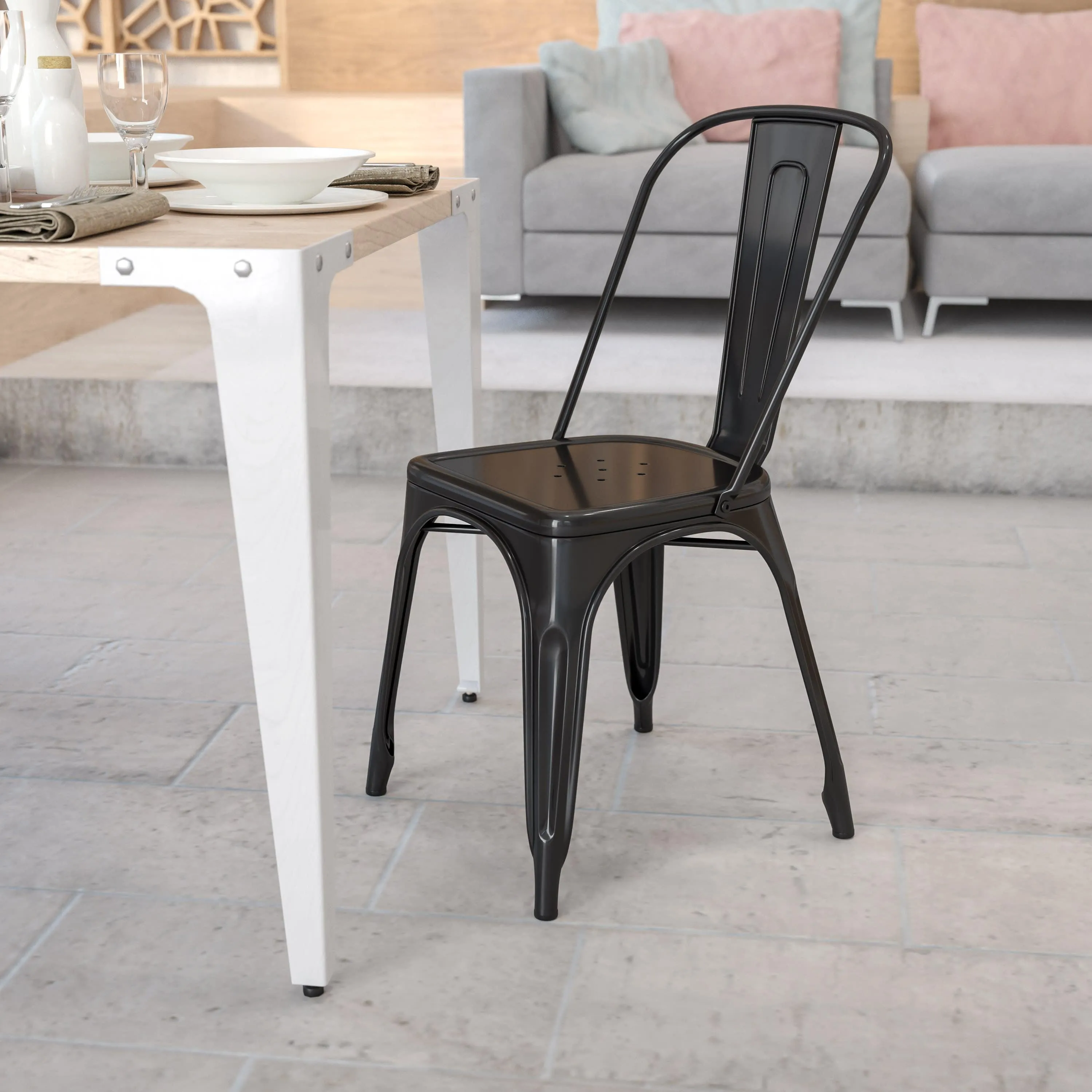 Commercial Grade Metal Indoor-Outdoor Stackable Chair