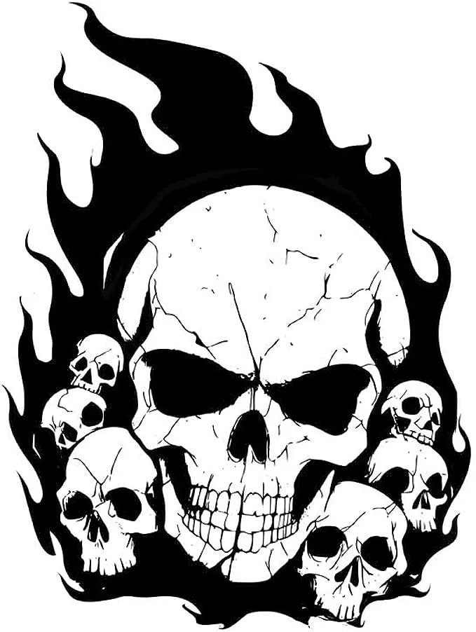 CORIRESHA Teen Skull Flame Crewneck Short Sleeve Y2K Aesthetic Halloween T-Shirt