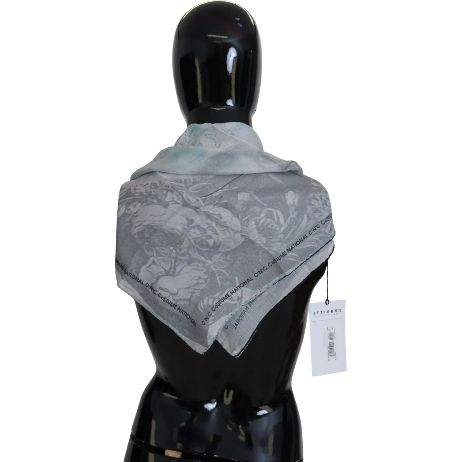 Costume National Elegant Grey Cotton Square Scarf