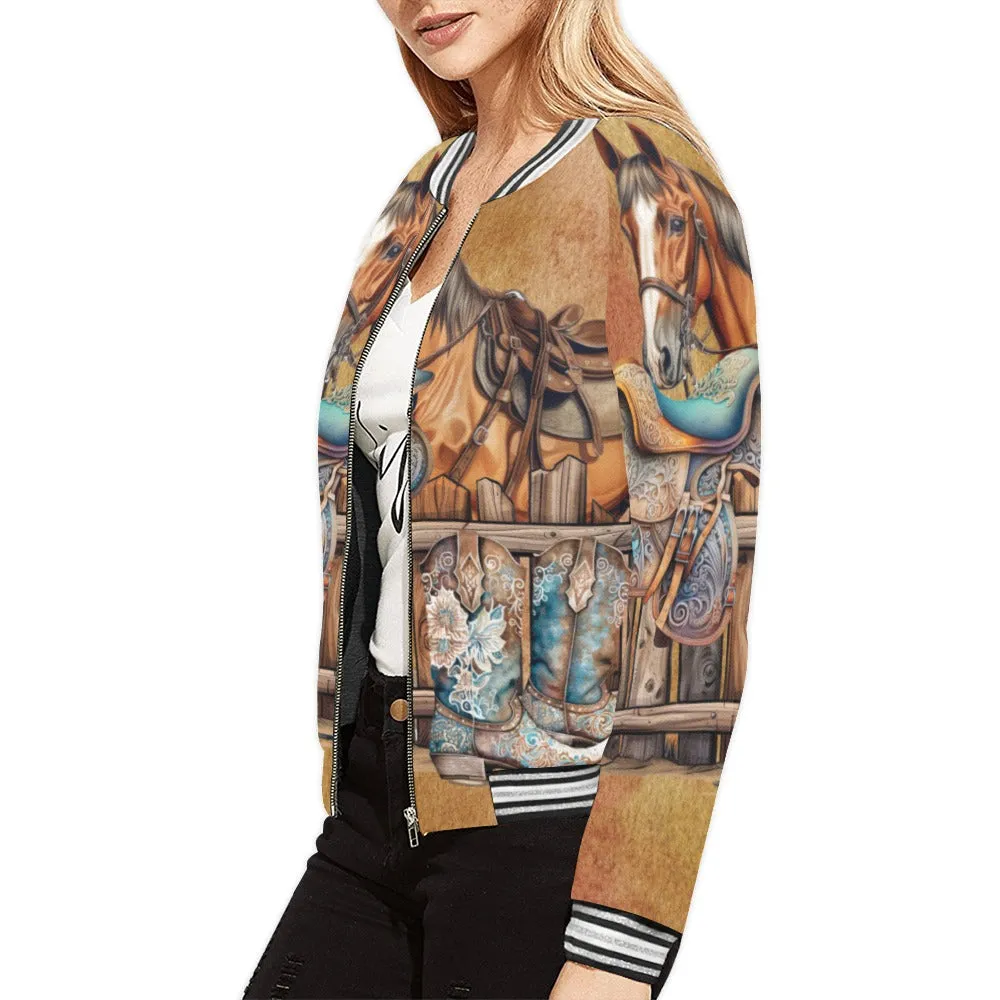 Country and Western Bomber Jacket for Women