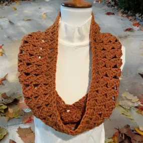 Cowl,  Crocheted Shells, Rust