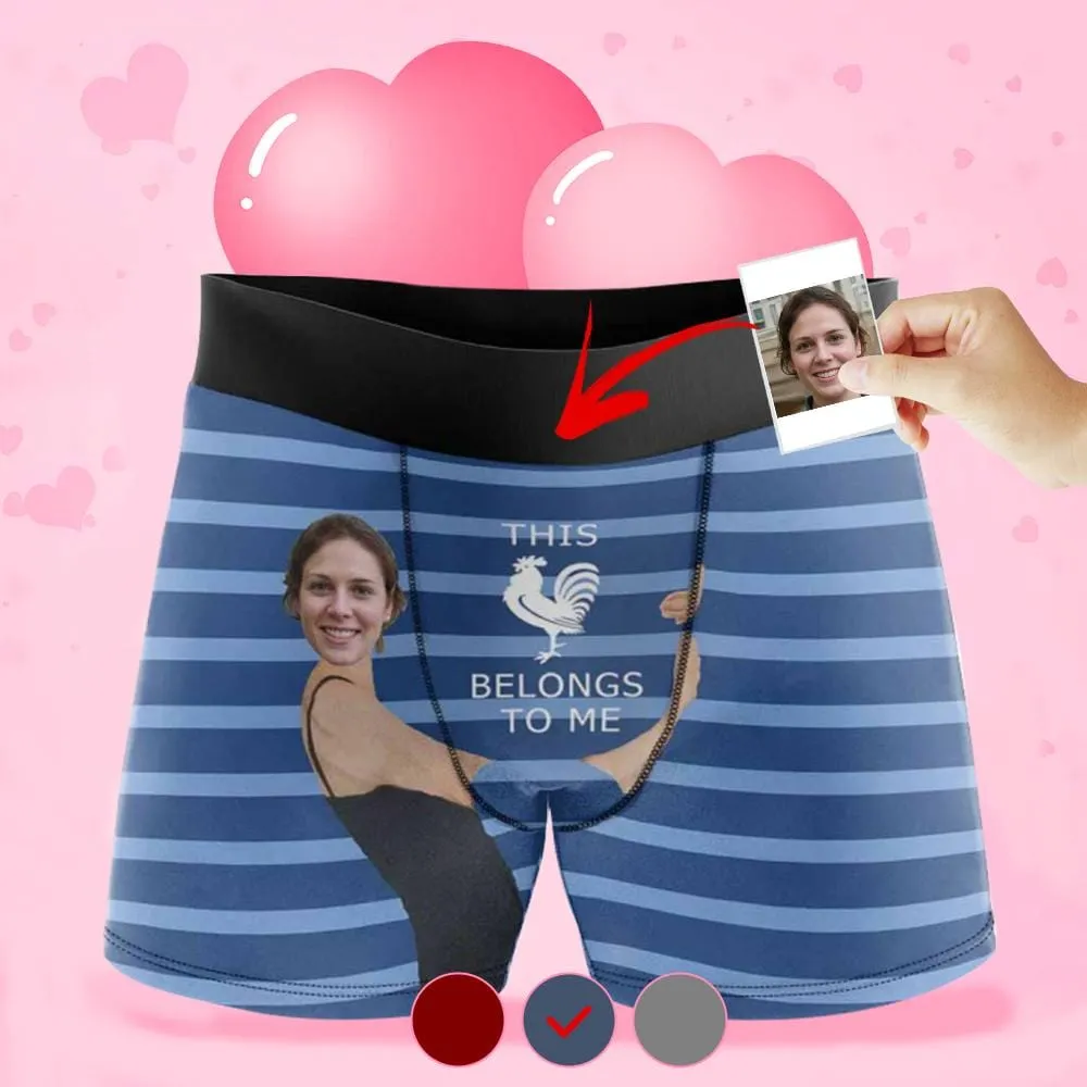 Custom Boxer Briefs This Belongs to Me Personalized Gift For Boyfriend Face Boxer Underwear Valentine's Day Gifts