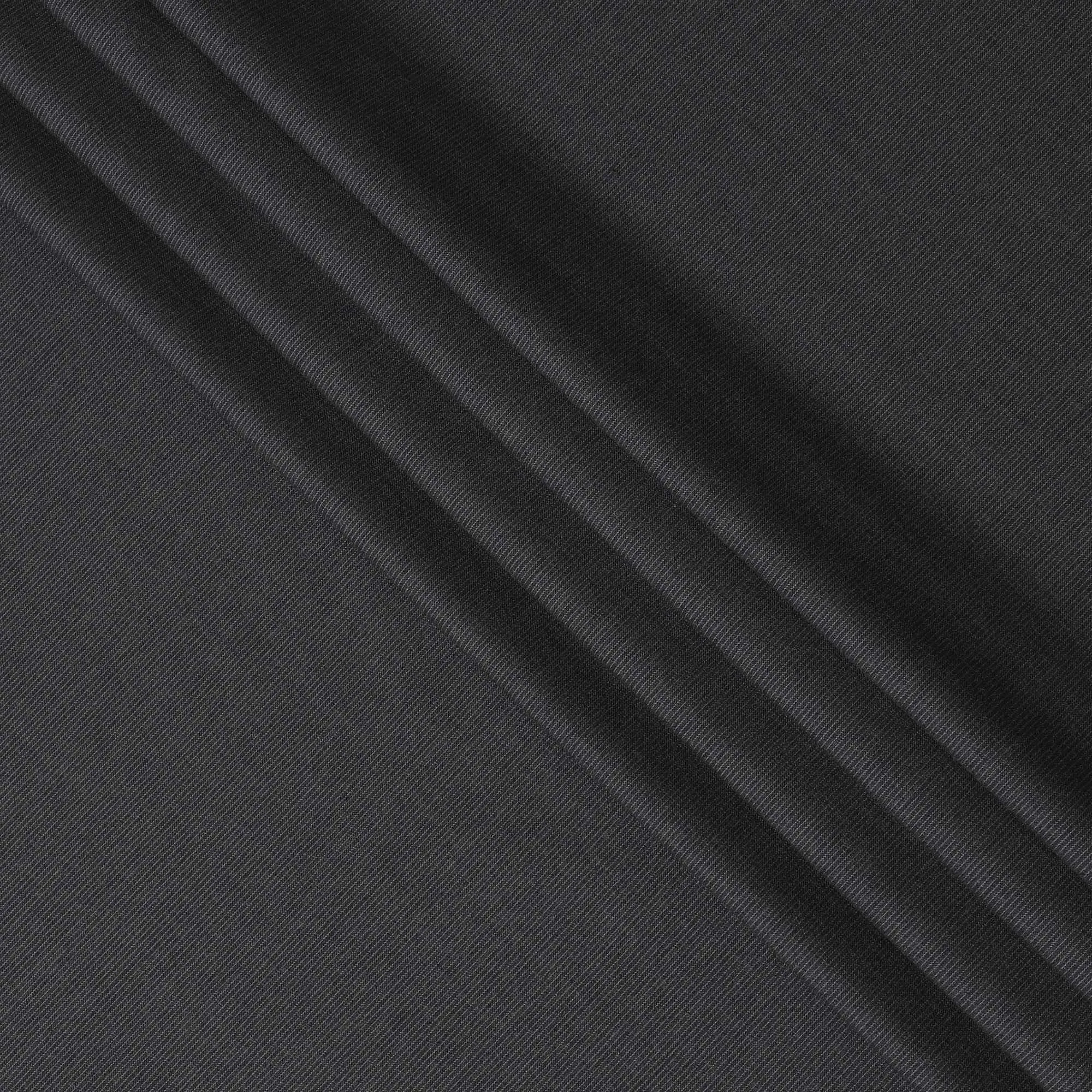 Dark charcoal grey Premium pure English super 120's all wool suiting fabric with grey stripe design-D14823