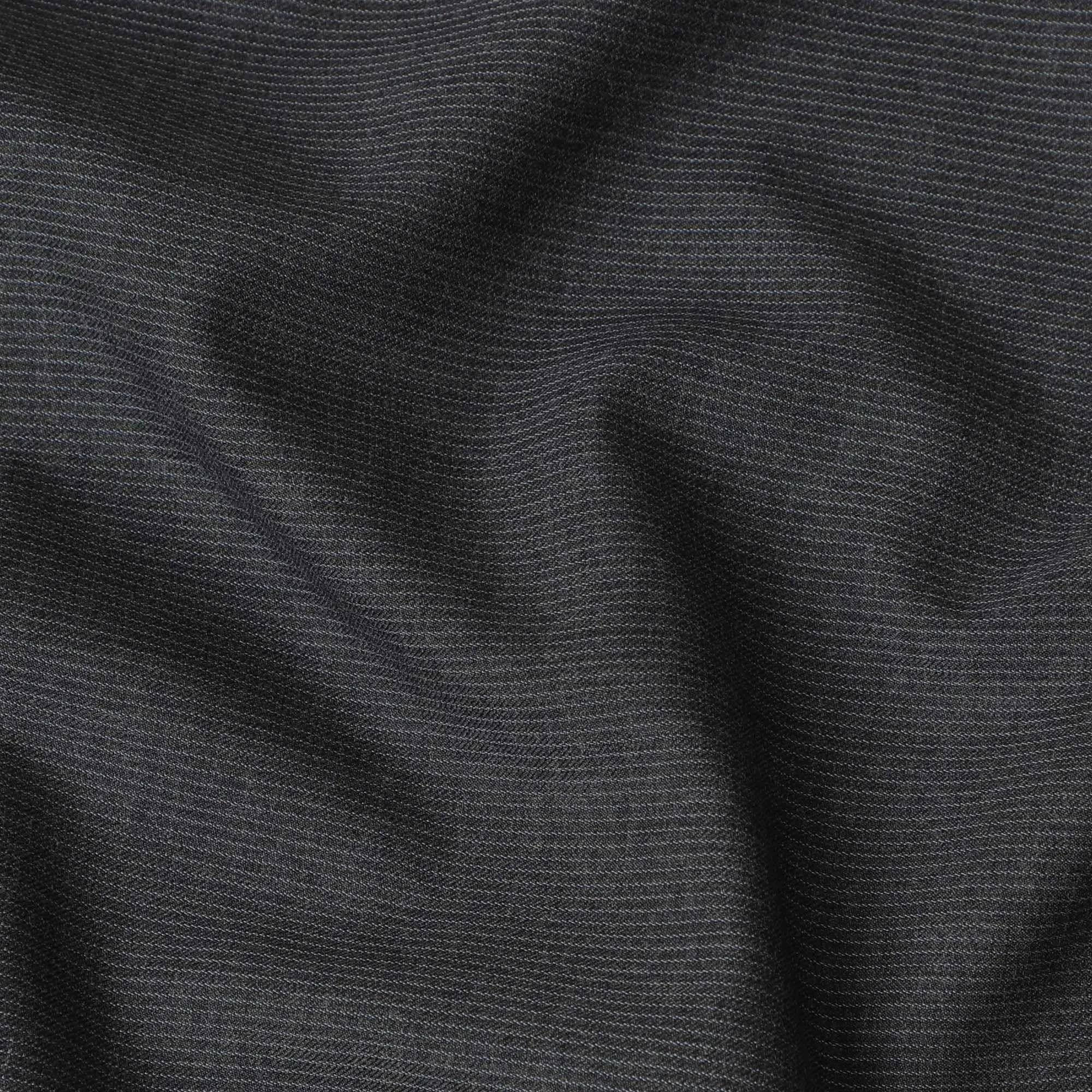 Dark charcoal grey Premium pure English super 120's all wool suiting fabric with grey stripe design-D14823