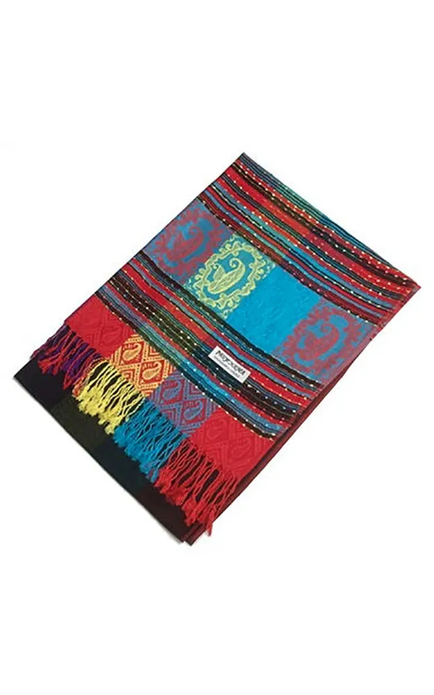 DBS056-9 Black Rainbow Colorful Pashmina Shawl Scarf