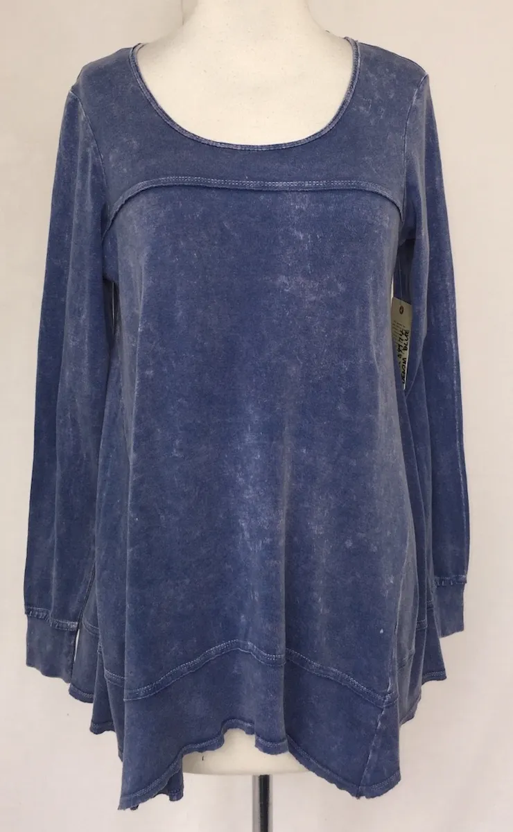 Demin Blue Long Sleeve Flared Top