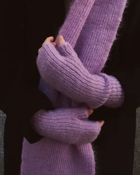 Denovembre Neige Lilac Knitted Mohair Silk Fingerless Gloves