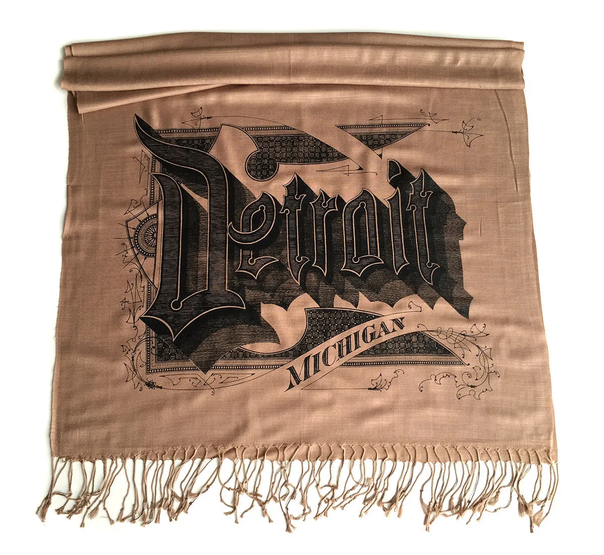 Detroit Michigan Scarf. Linen-weave pashmina