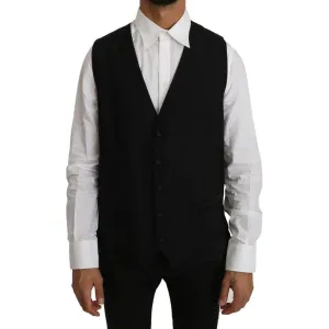 Dolce & Gabbana Elegant Black Formal Wool Blend Vest