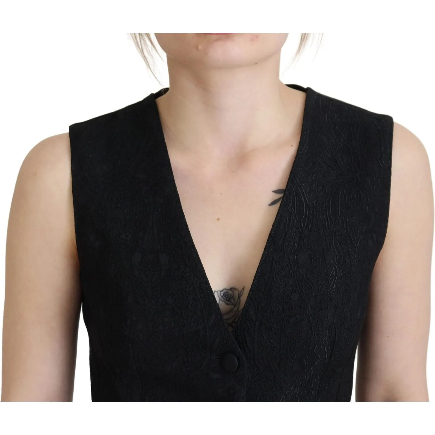 Dolce & Gabbana Elegant Black Silk Blend Waistcoat Vest