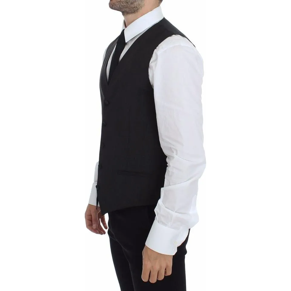 Dolce & Gabbana Elegant Gray Wool Stretch Dress Vest