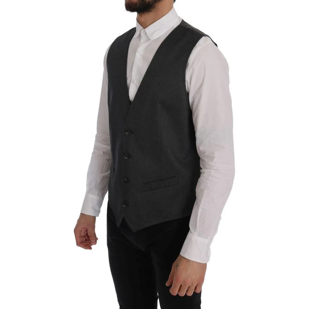 Dolce & Gabbana Sleek Gray Single-Breasted Waistcoat Vest