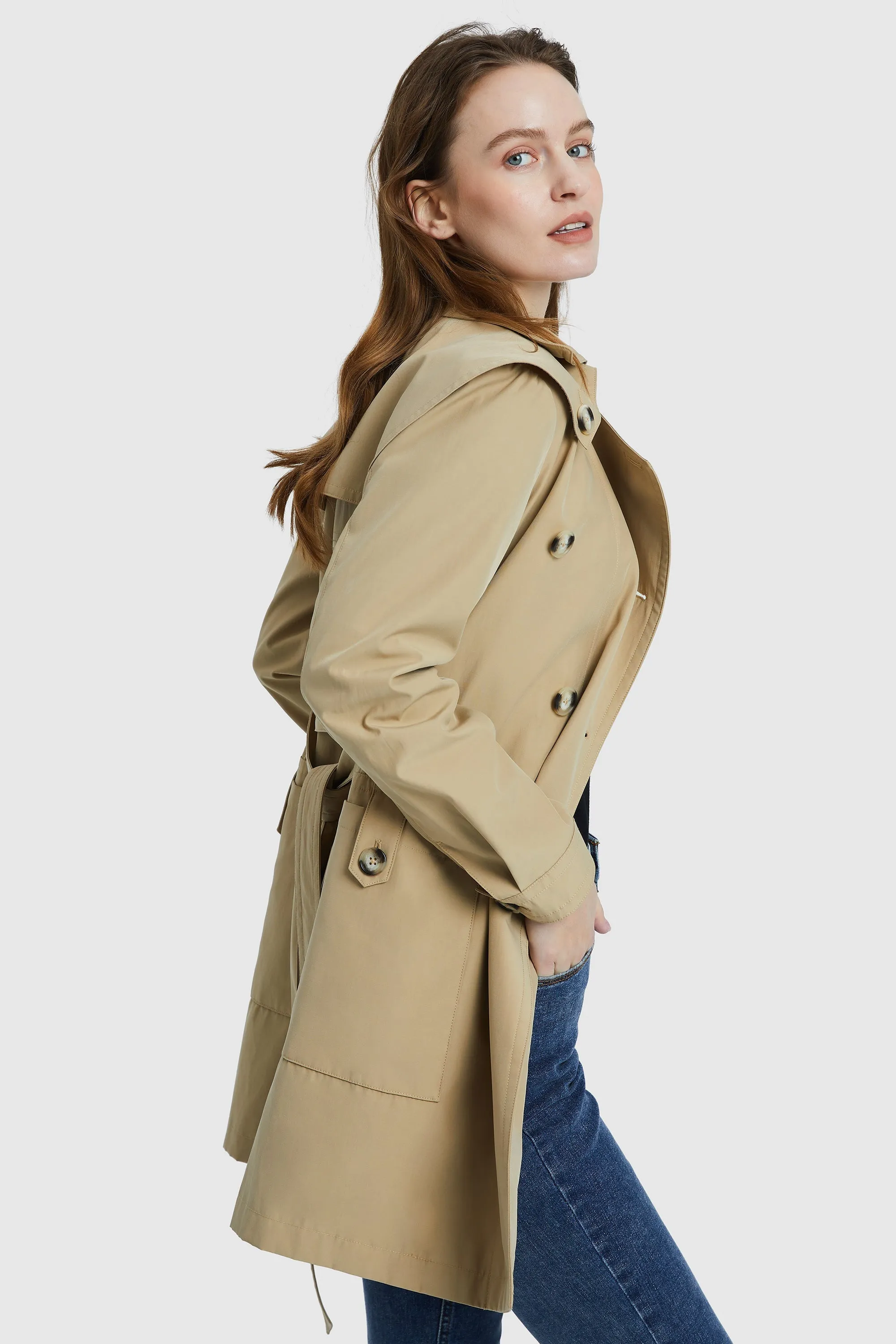 Double-Breasted Belted Lapel Trench