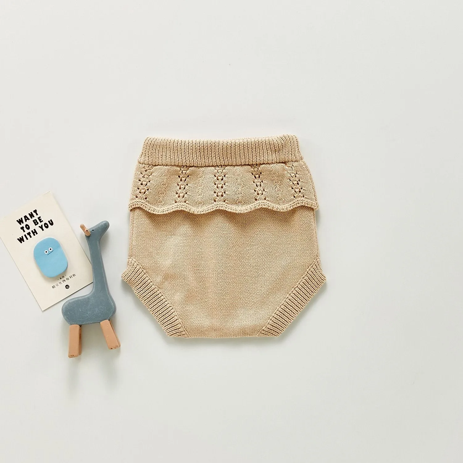 Embroidered Knitted Sweater-Shorts  - Rust