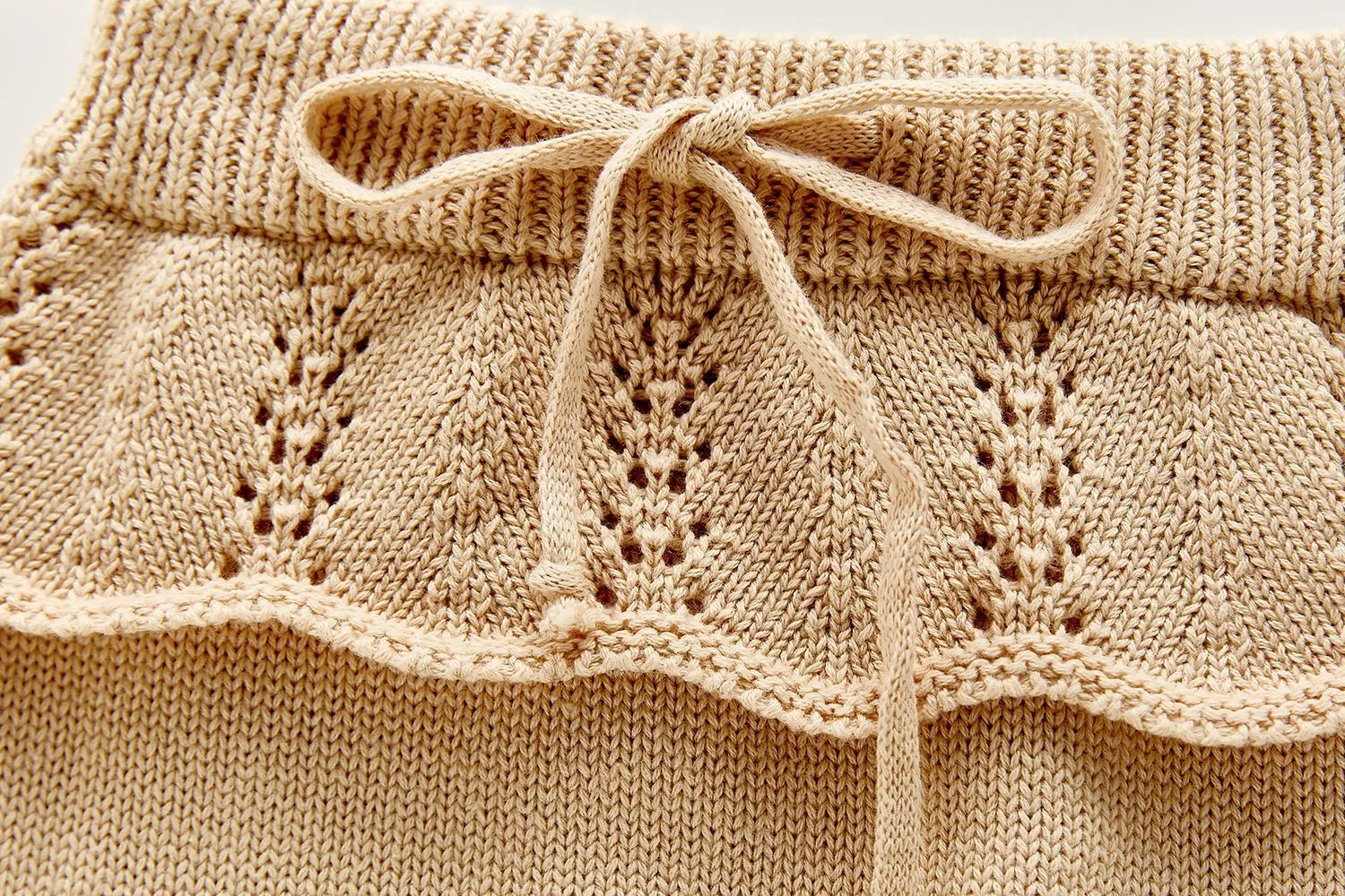 Embroidered Knitted Sweater-Shorts  - Rust