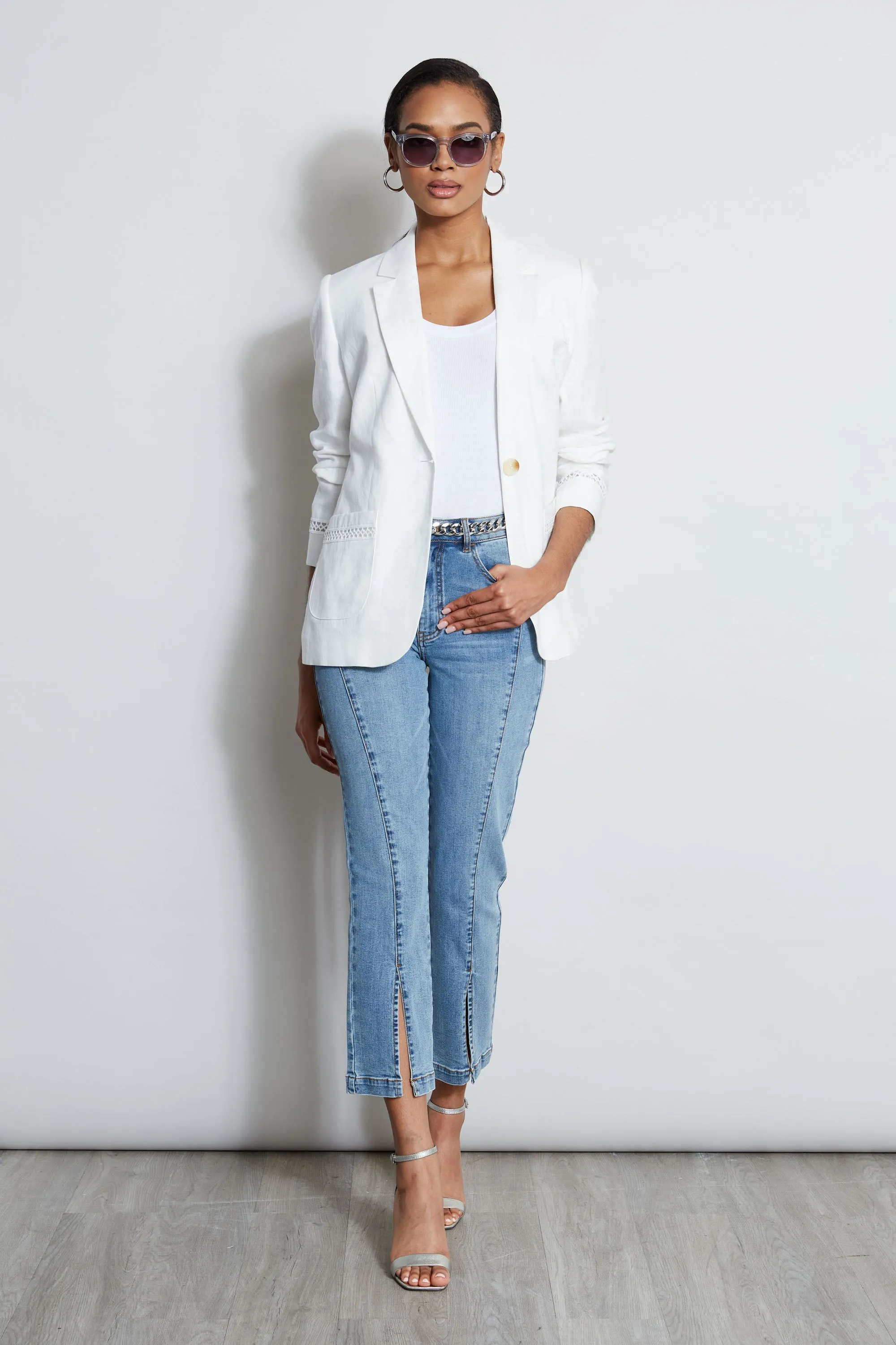 Embroidered Linen Blazer