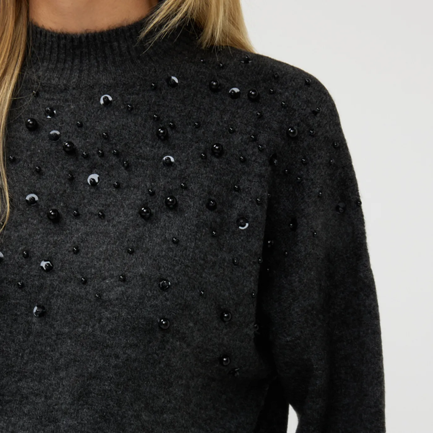 Esqualo Beaded Sweater | Dark Grey