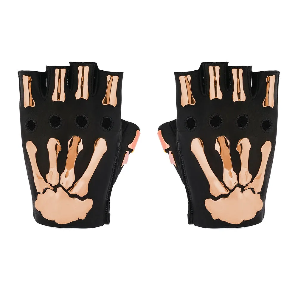 FINGERLESS METAL BONES GLOVES