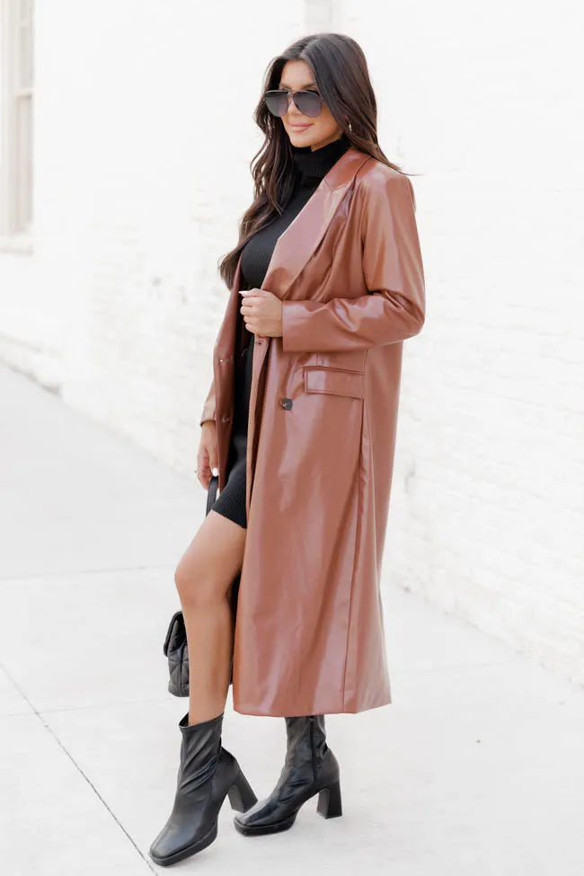 Forever By Your Side Brown Faux Leather Trench Coat FINAL SALE