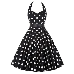 Funki Buys | Dresses | Women's Polka Dot Swing Halter Dress