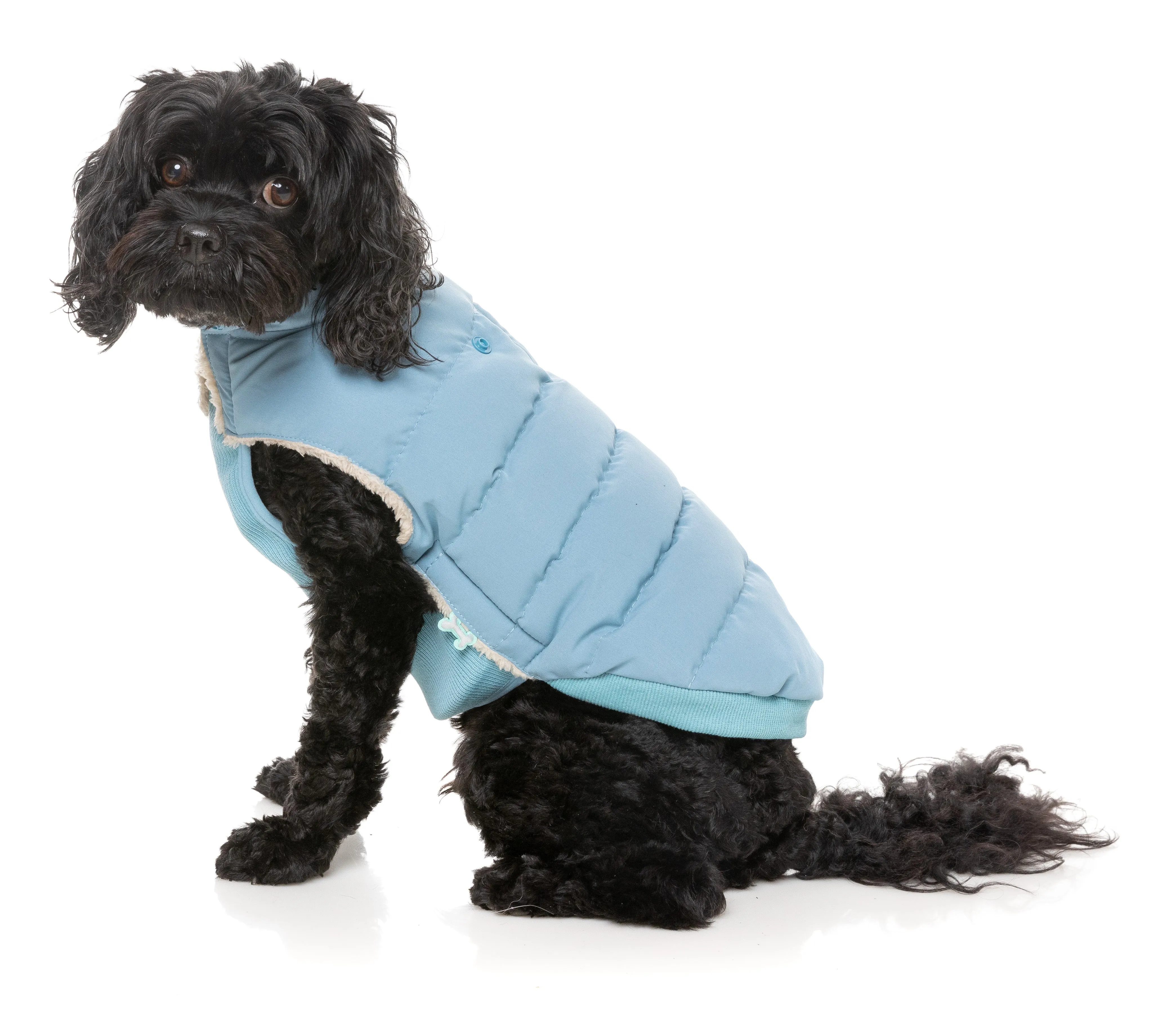 FuzzYard Essential Puffer Dog Jacket Blue