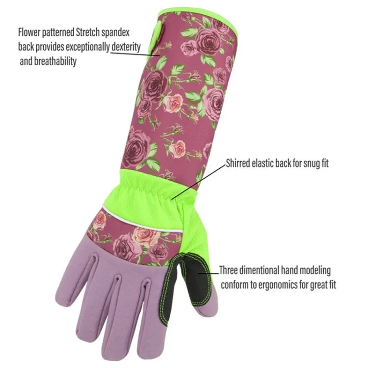 Gardening Stab Resistant Print Sleeve Wrist Extended Gloves(Green)