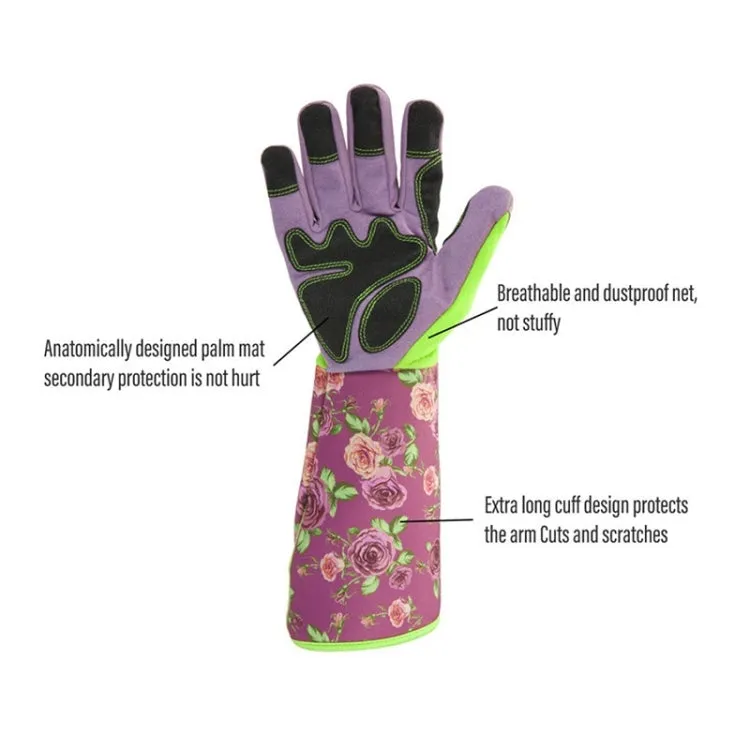 Gardening Stab Resistant Print Sleeve Wrist Extended Gloves(Green)